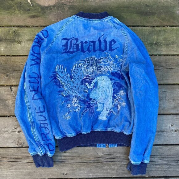 RARE Embroidered Diesel GREGG 792 Brave New World Reversible Denim Jacket - Picture 7 of 16